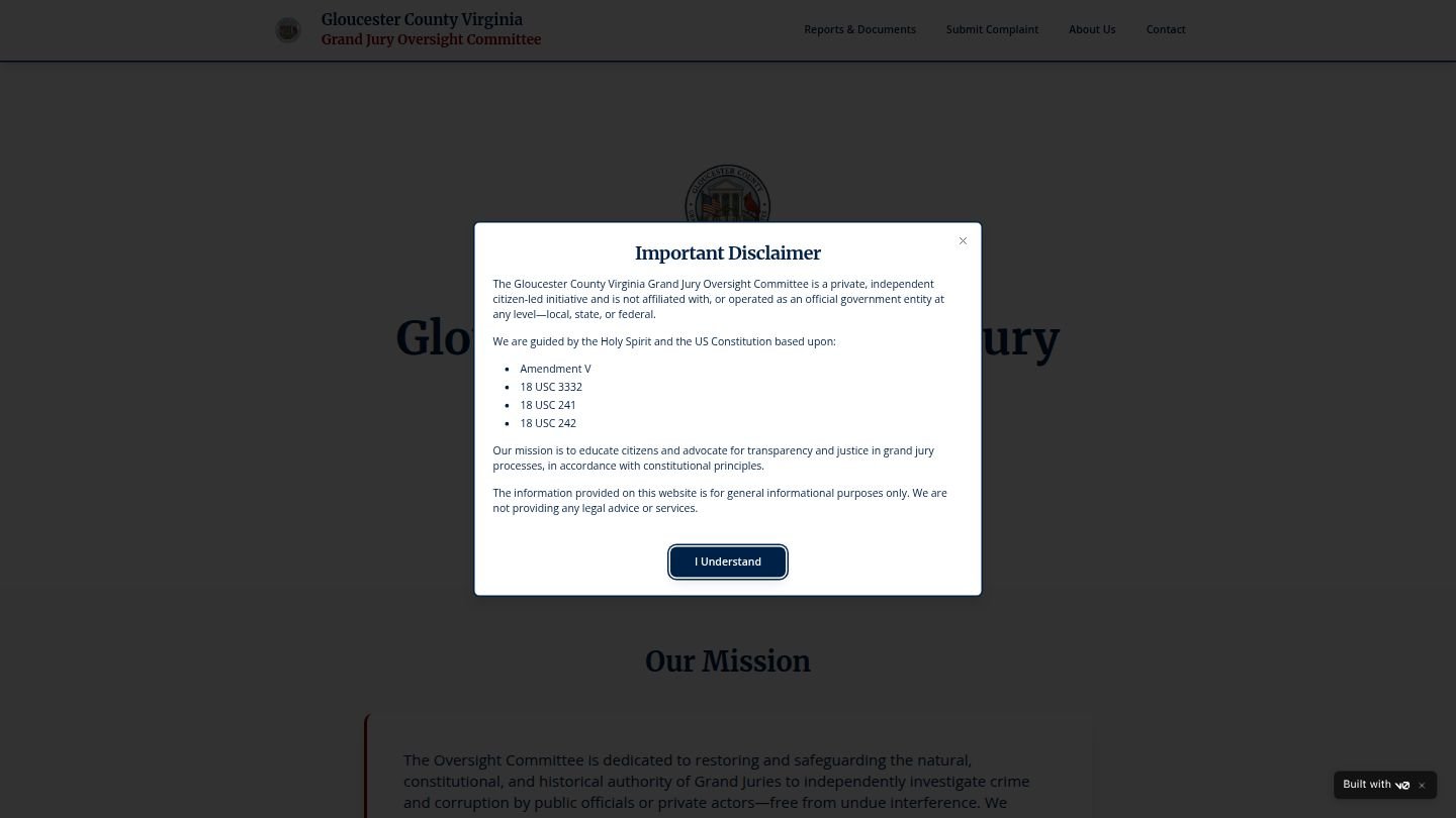 Gloucester County Grand Jury Oversight website preview